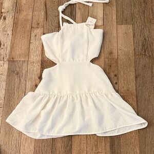 Girls' White Halter Cutout Dress
